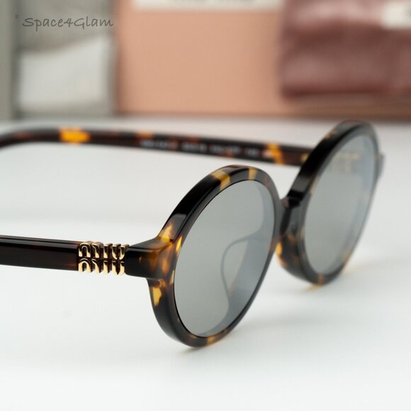 Miu Miu Women Sunglasses Havana Grey Mirror Silver MU04ZSF VAU07F REGARD NEW - Picture 4 of 10